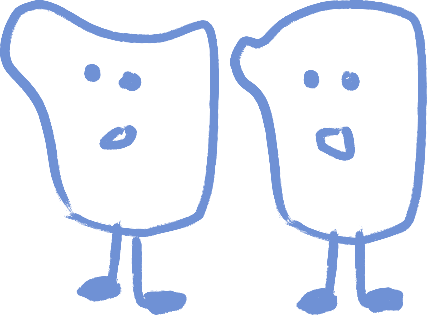 Two little drawn Nook characters