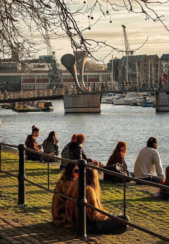 People by Bristol harbourside